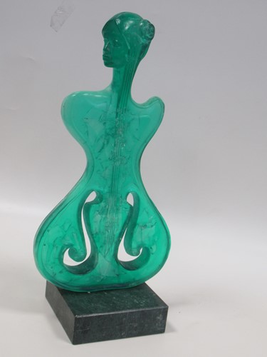 Lot 26 - A stylised female as a viola in green acrylic,...