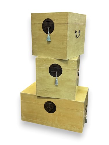 Lot 759 - Three painted Chinese-style lacquered boxes...