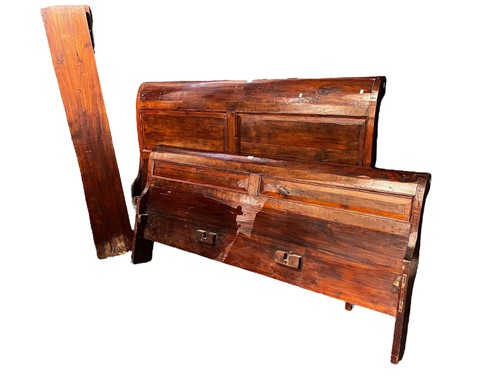 Lot 843 - A French style double bed frame, with typical...