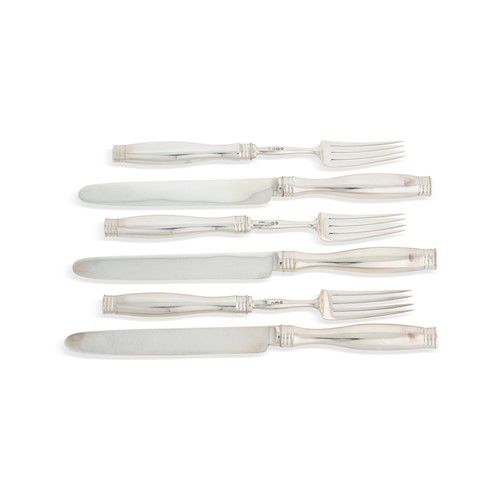 Lot 444 - 12 pairs of George III silver fruit eaters with later handles