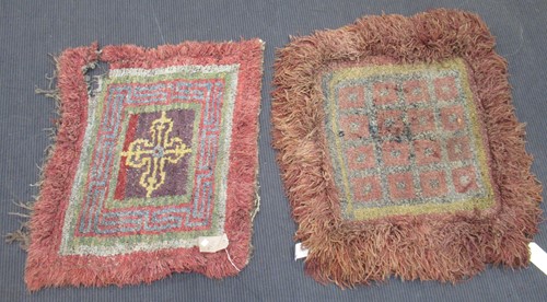 Lot 873 - Two Tibetan Wangden rugs, both with geometric...