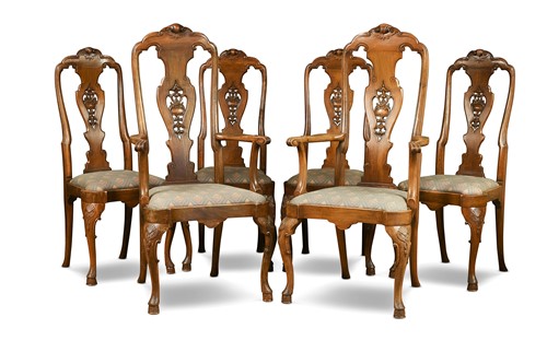 Lot 481 - A set of twelve Dutch walnut dining chairs circa 1900