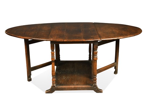 Lot 381 - An oak gateleg dining table, 18th century