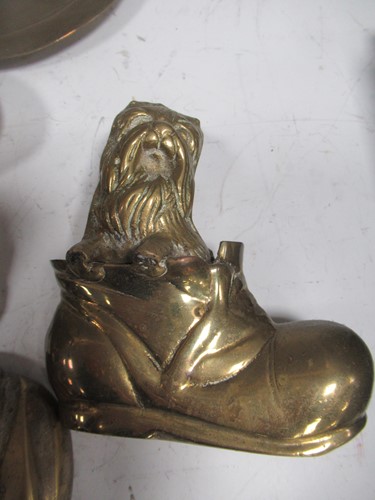 Lot 65 - Box of brass ornaments and novelty brass...