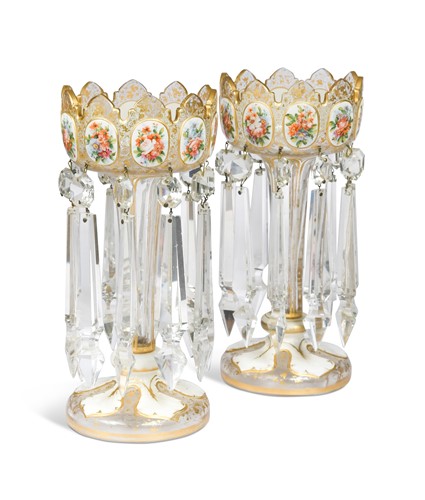 Lot 584 - A pair of Bohemian glass lustres, 19th century
