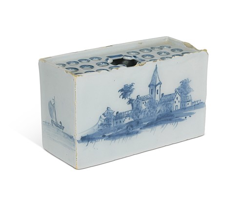 Lot 285 - A Delft blue and white flower brick, circa 1750