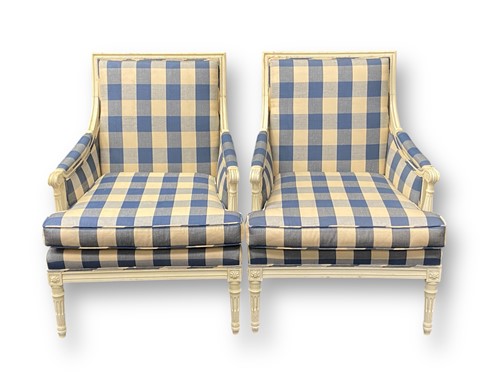 Lot 637 - A pair of Louis XVI style white painted...