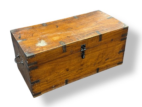 Lot 590 - A 19th century mahogany brass bound campaign...