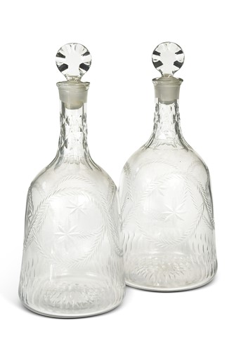 Lot 468 - A pair of large cut glass double magnum decanters, 19th century