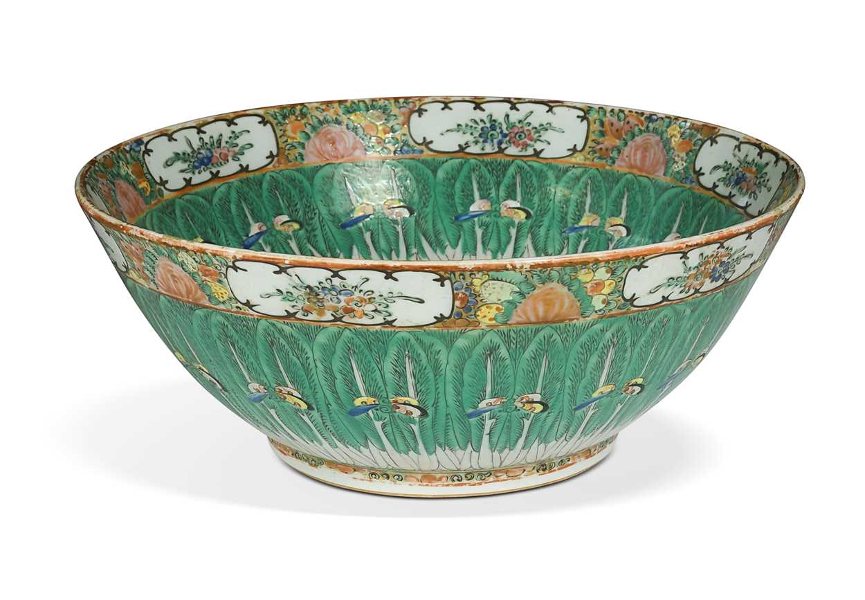 Lot 13 - A Chinese Canton porcelain punch bowl, 20th century