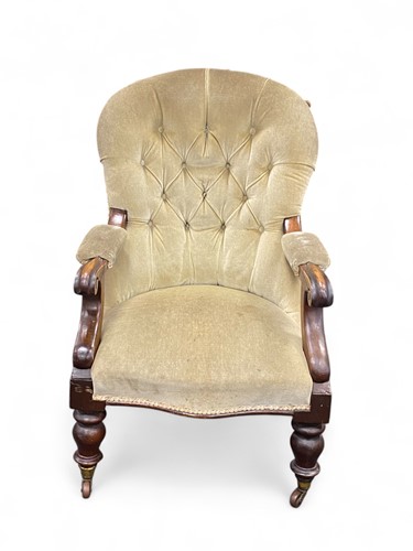 Lot 714 - A Victorian button-back parlour chair, or...