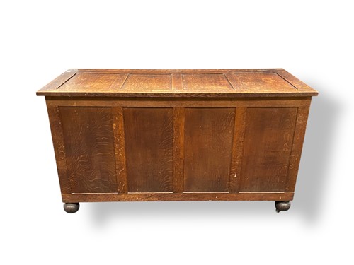 Lot 655 - A 17th century style oak coffer chest, early...