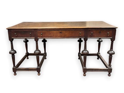 Lot 693 - An oak side table in Queen Anne style 73 x 153...