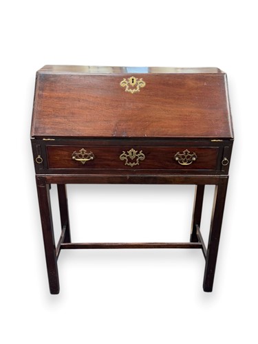 Lot 715 - George III mahogany bureau on stand, 97.5 x 76....