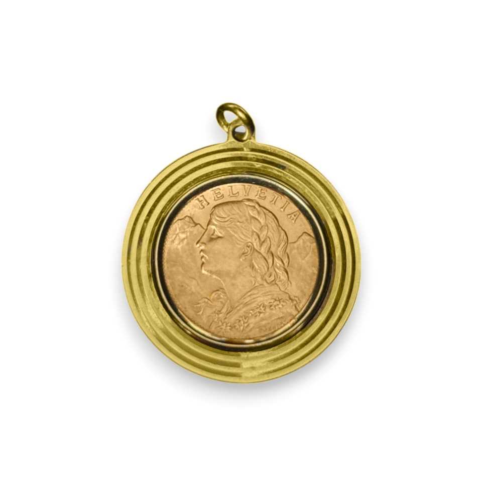 Lot 103 - Swiss 20 Franc Helvetia Coin pendant