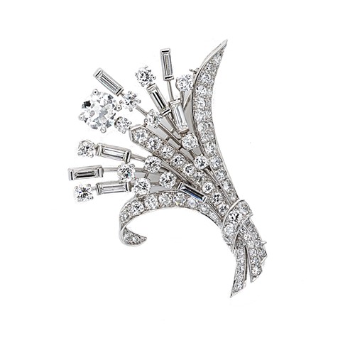 Lot 160 - A mid 20th century diamond spray brooch