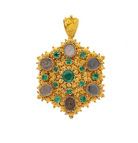 Lot 172 - A 19th century emerald memorial pendant/bracelet clasp