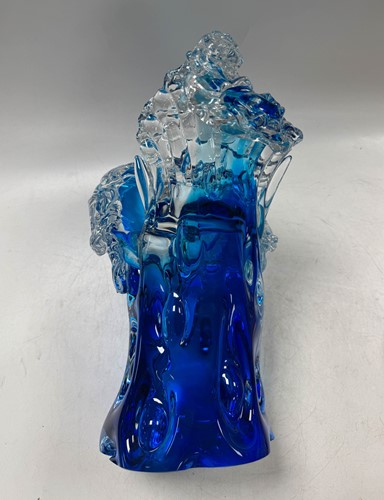 Lot 16 - A Murano glass two-part sculpture of a figure diving through a wave