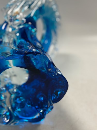 Lot 16 - A Murano glass two-part sculpture of a figure diving through a wave