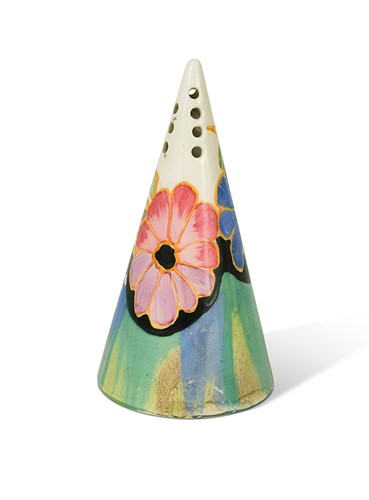 Lot 32 - A Clarice Cliff Bizarre 'Delecia' conical sifter