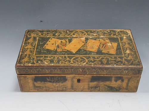 Lot 39 - A Regency penwork rectangular games box, the...