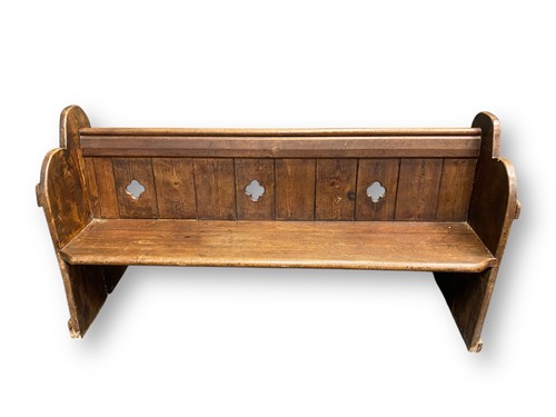 Lot 653 - A small Victorian oak and stained pine pew,...