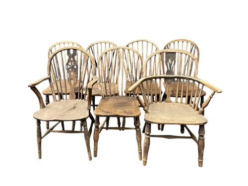 Lot 651 - Two 19th century ash and elm windsor armchairs;...
