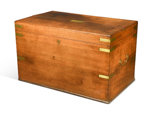 Lot 648 - An oak brass bound blanket box, 19th century