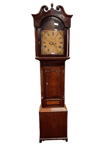 Lot 785 - A provincial mahogany and oak long case clock,...