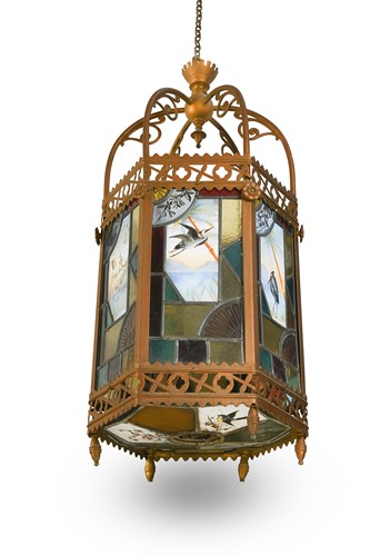 Lot 171 - An Aesthetic Movement stained glass hall lantern