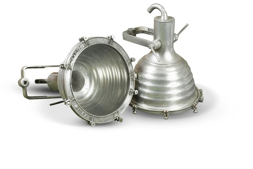 Lot 258 - A pair of polished aluminium lights