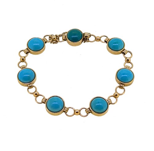 Lot 60 - A 9ct gold turquoise bracelet