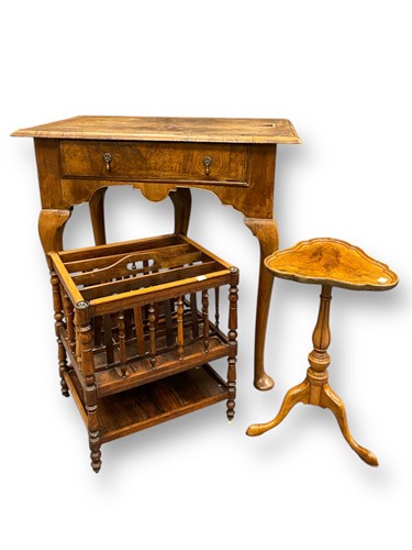 Lot 700 - A Queen Anne style walnut lowboy with single...