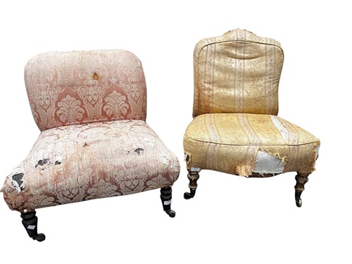 Lot 629 - Two late 19th century fireside chairs or...