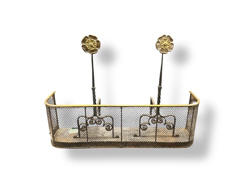Lot 753 - A 19th century brass nursery fender and a pair...