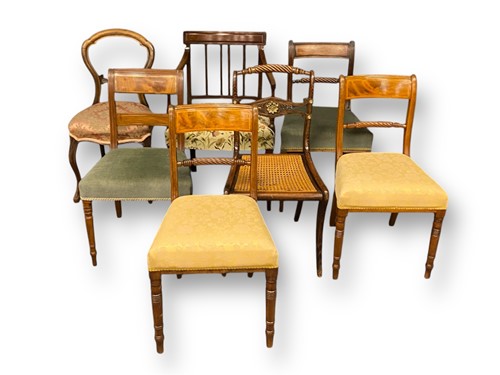 Lot 716 - Seven various 19th century dining chairs