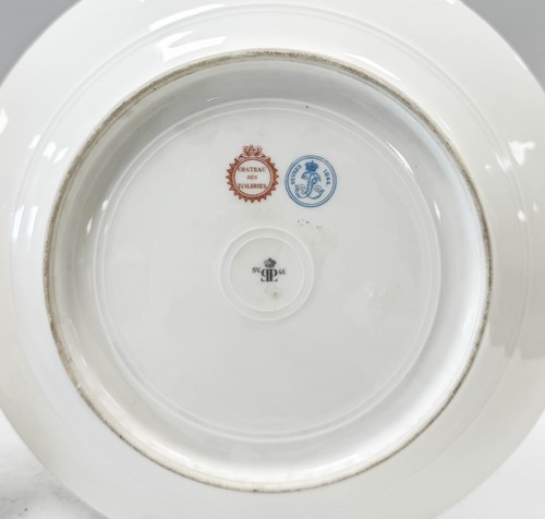 Lot 494 - A pair of Sevres Louis Philippe Sevres Chateau des Tuileries porcelain plates, 19th century