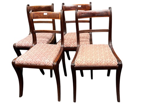 Lot 628 - Set of four Regency mahogany dining chairs...