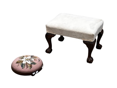 Lot 740 - A George III style stool with cabriole leg and...