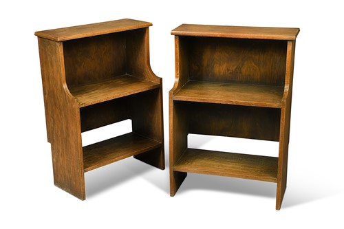 Lot 217 - A pair of pale oak dwarf bookcases or bedsides, circa 1930