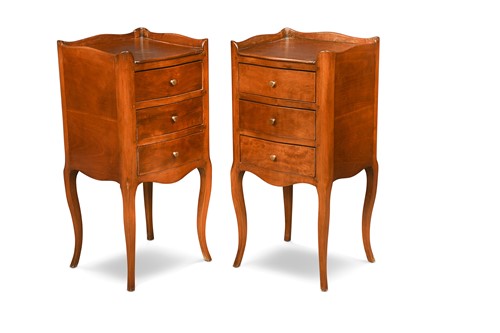 Lot 490 - A pair of vintage French provincial cherrywood bedsides