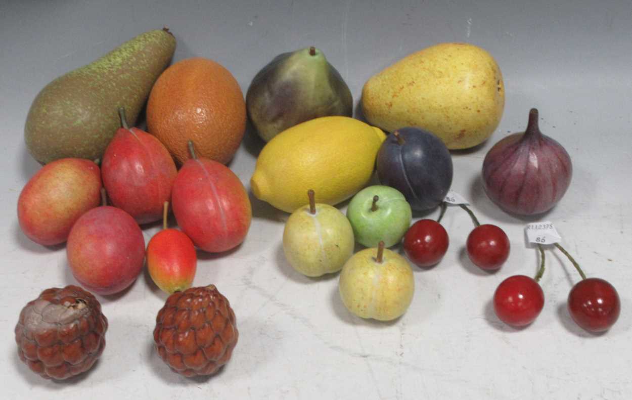 Lot 206 - Painted fruit by Howard Rice; A Victoria Plum,...
