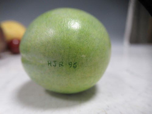 Lot 206 - Painted fruit by Howard Rice; A Victoria Plum,...