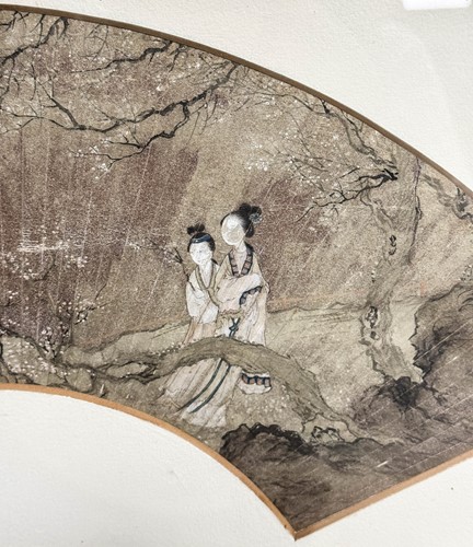 Lot 61 - A Chinese painted fan in Ming style, probably Qing Dynasty, early 18th century