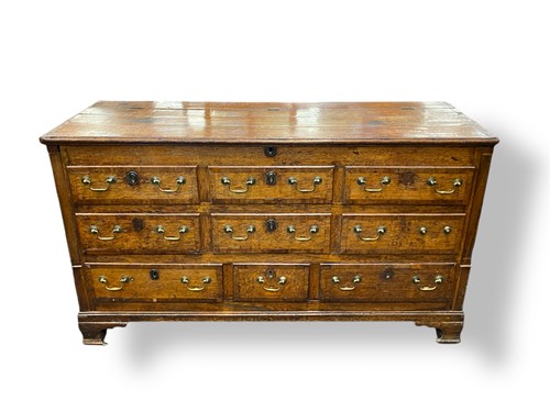 Lot 656 - 18th century and later oak chest of drawers,...