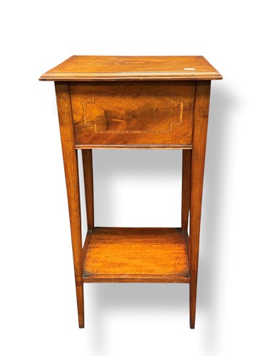 Lot 613 - Edwardian mahogany work table on slender...