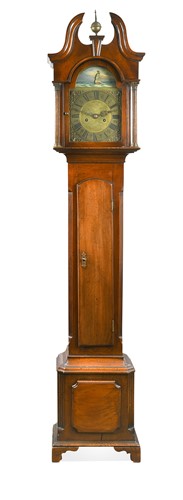 Lot 580 - A mahogany 'grandmother' longcase clock, 19th century