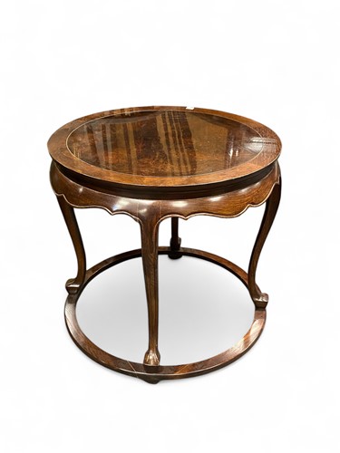 Lot 688 - A Chinese hard wood lamp table, circular top...