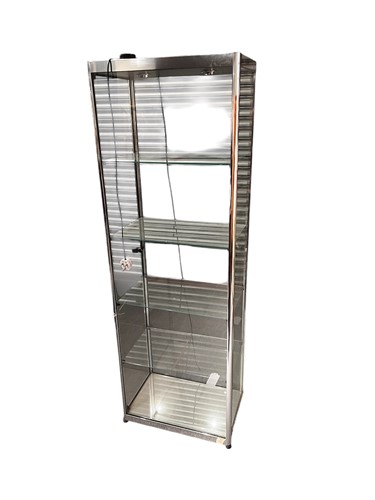 Lot 846 - A chrome framed glass display cabinet, of...