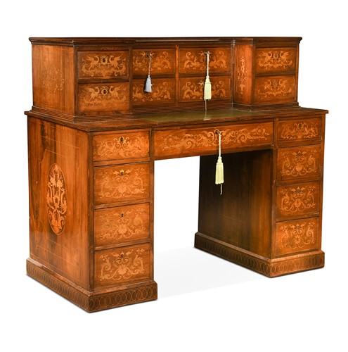 Lot 570 - A Victorian rosewood and marquetry pedestal desk